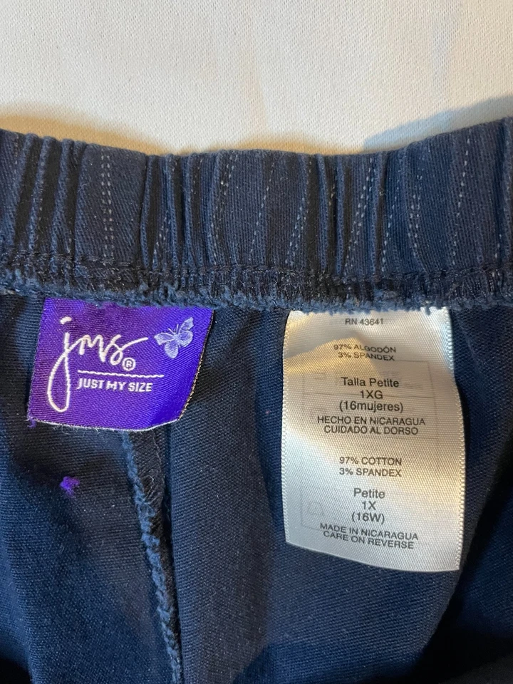 Just My Size JMS Dress Pants Womens Size 1X/16W Blue Pinstriped Trousers Career - Image 3 of 4