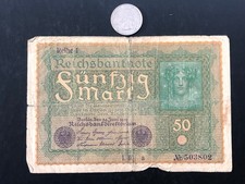 1919 Germany 50 Mark Banknote Reihe 1 Currency - Circulated good