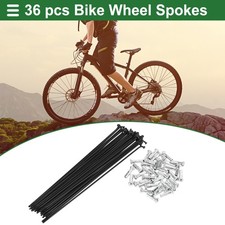 1 Set 14G 207mm Length Bicycle Spokes Nipple Carbon Steel Black Universal