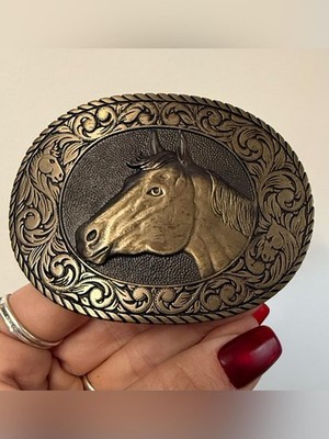 Award Design Metals Inc. ADM Solid Brass Horse Head Belt Buckle Western Rodeo