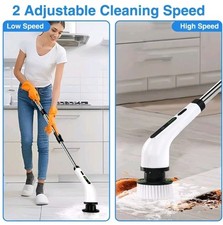 Cordless Electric Spin Scrubber with 9 Replacement Heads Dual Speed - New In Box