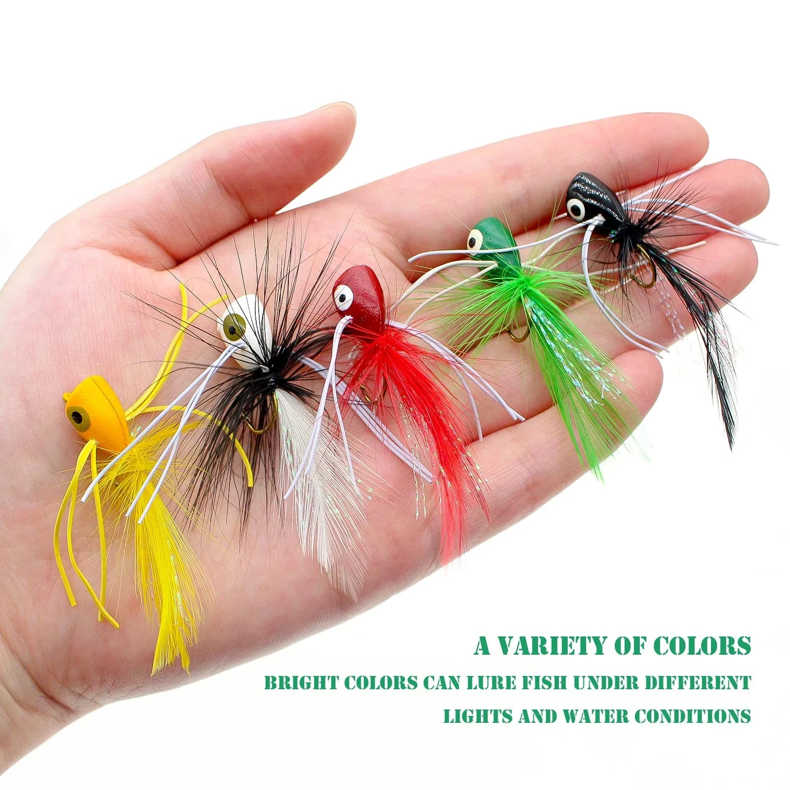 Fly Fishing Poppers - Topwater Lures for Bass, Crappie, Trout & More (20 pcs) - Image 3