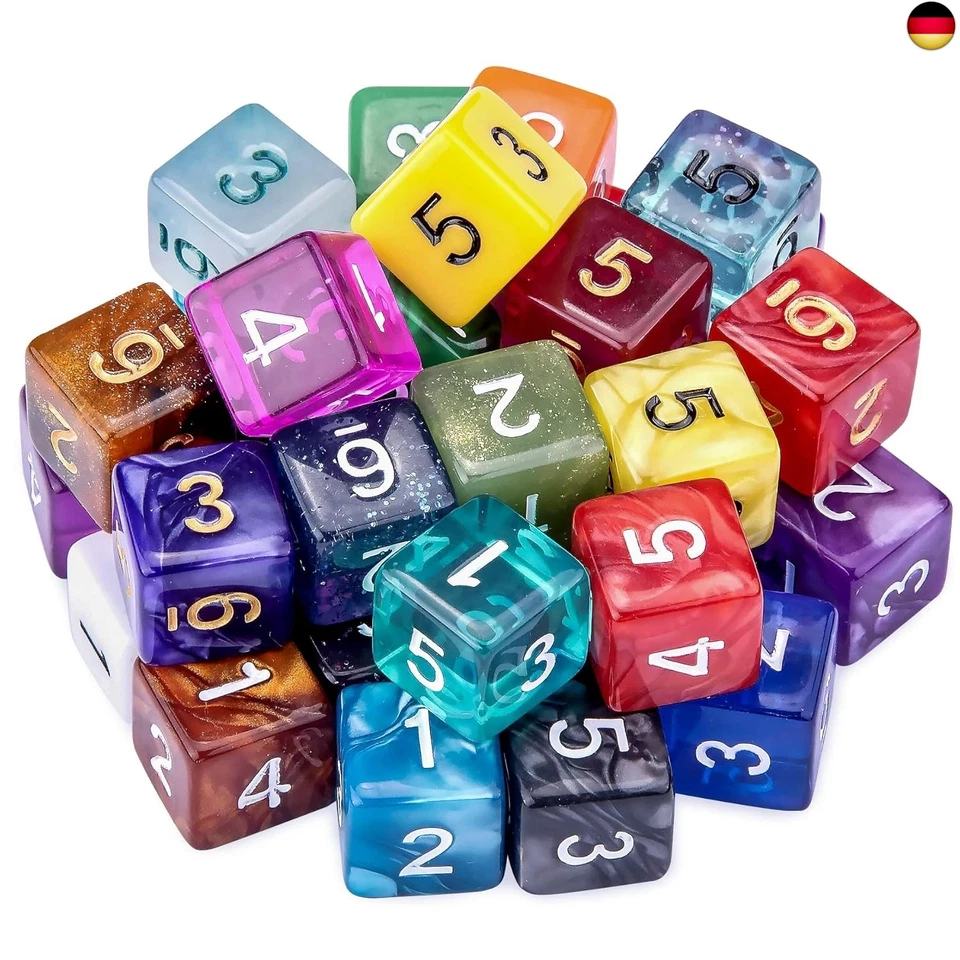 SIQUK 35 Stück Polyedrisch Würfel Set mit Schwarz Beutel, 6 Seitige Würfel Bunt