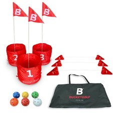 BucketGolf 3-Hole Set Ultimate Backyard Golf Game w/ Bag NEW Open Box