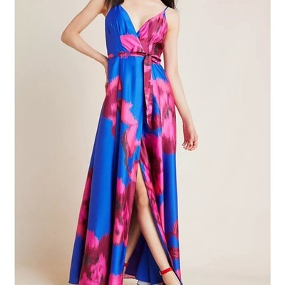 Anthropologie Hutch Abstract Floral Leah Wrap Petite Summer Maxi Dress XXSP NWT
