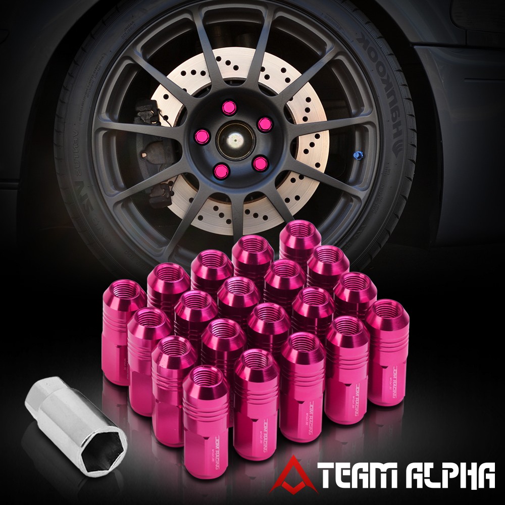 20x 12mmx1.5{EXTENDED CLOSED END}Pink Aluminum 50mm Wheel Rim Lug