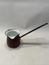 Vintage Coffee Pot Small Melting Pot Made in Poland Red And White