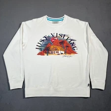 Scotch and Soda Sweatshirt Mens L White Just Visiting Mountains House Graphic