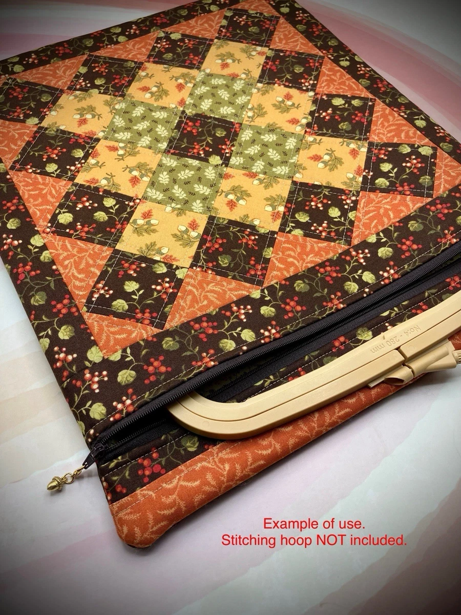 Large 14”x17” Project Bag •Cozy Autumn• Quilted Patchwork