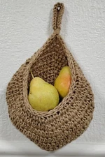 Wall Hanging Jute Crochet Basket-Home Organizer-Vegetable Storage Set of 3