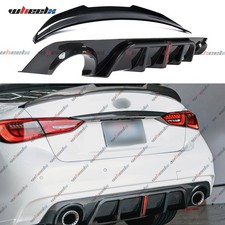 For Infiniti Q50 18-24 Rear Bumper Lip Diffuser Spoiler Carbon Fiber Look