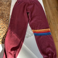 Aviator Nation rainbow stitch Plum sweatpants Size medium