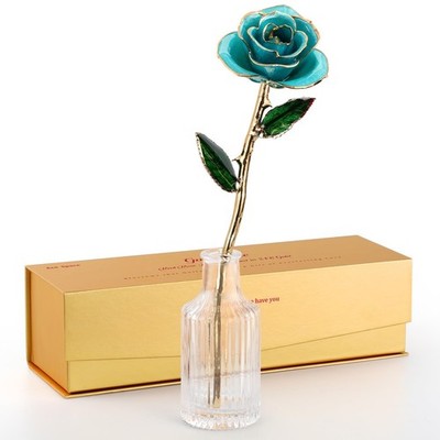 ECO SPACE 24K Gold Dipped Rose - Turquoise Blue