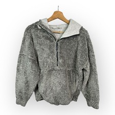 Prana Womens size Small Permafrost Half Zip Teddy Fleece Hoodie w23180516 Gray