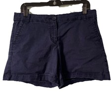 Crown Ivy Women s Dark Blue Chino Shorts Sz. 8 Button Zip Cotton Spandex