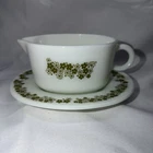 CORNING Pyrex Spring Blossom Crazy Daisy Gravy Boat & Underplate Excellent Cond
