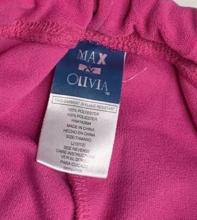 Max & Olivia Star Girls Sleep Pants Girl Size L 10/12 Pink Pajama - Image 3 of 3