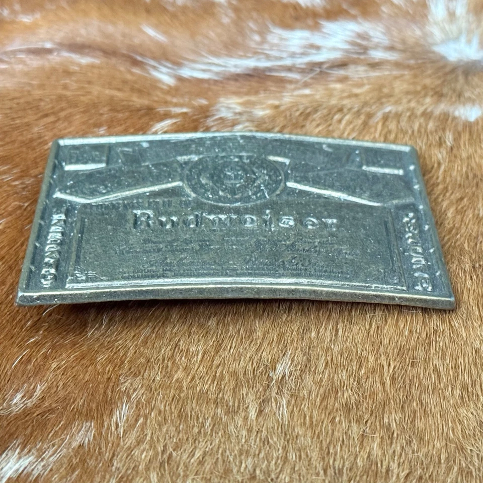 Vintage Budweiser Bottle Label 12oz Metal Belt Buckle - Image 3 of 4