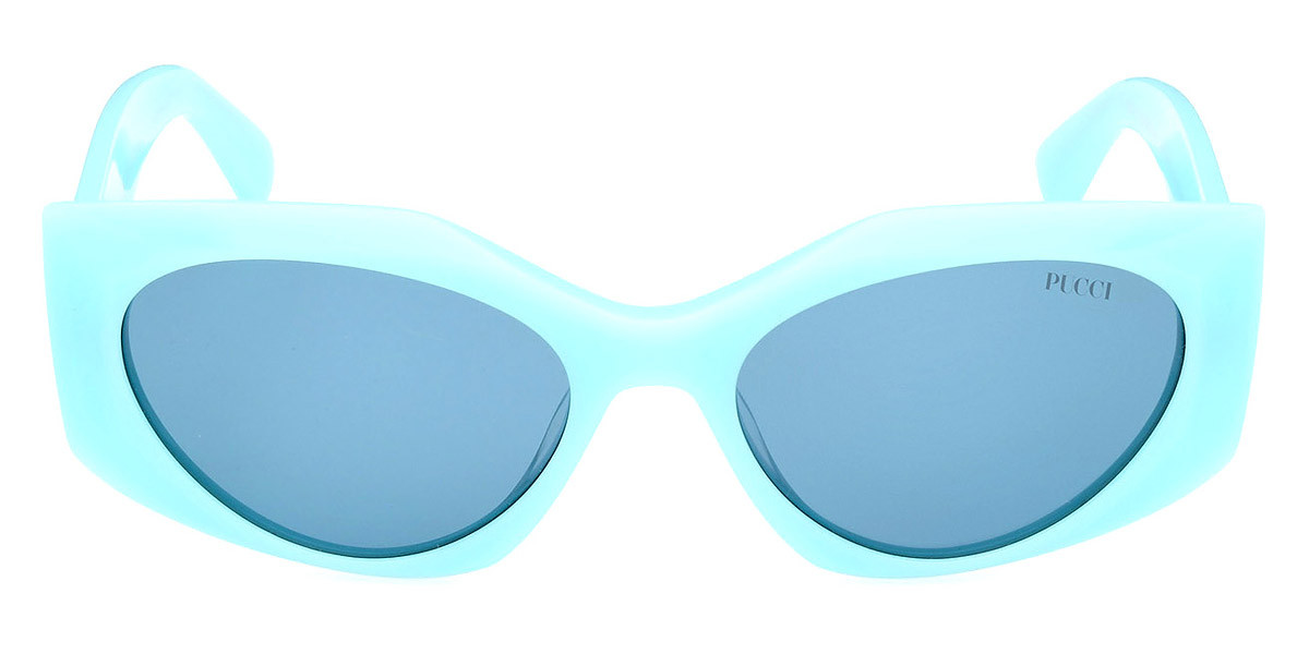Emilio Pucci EP0216 Sunglasses Women Shiny Light Blue 55mm New 100