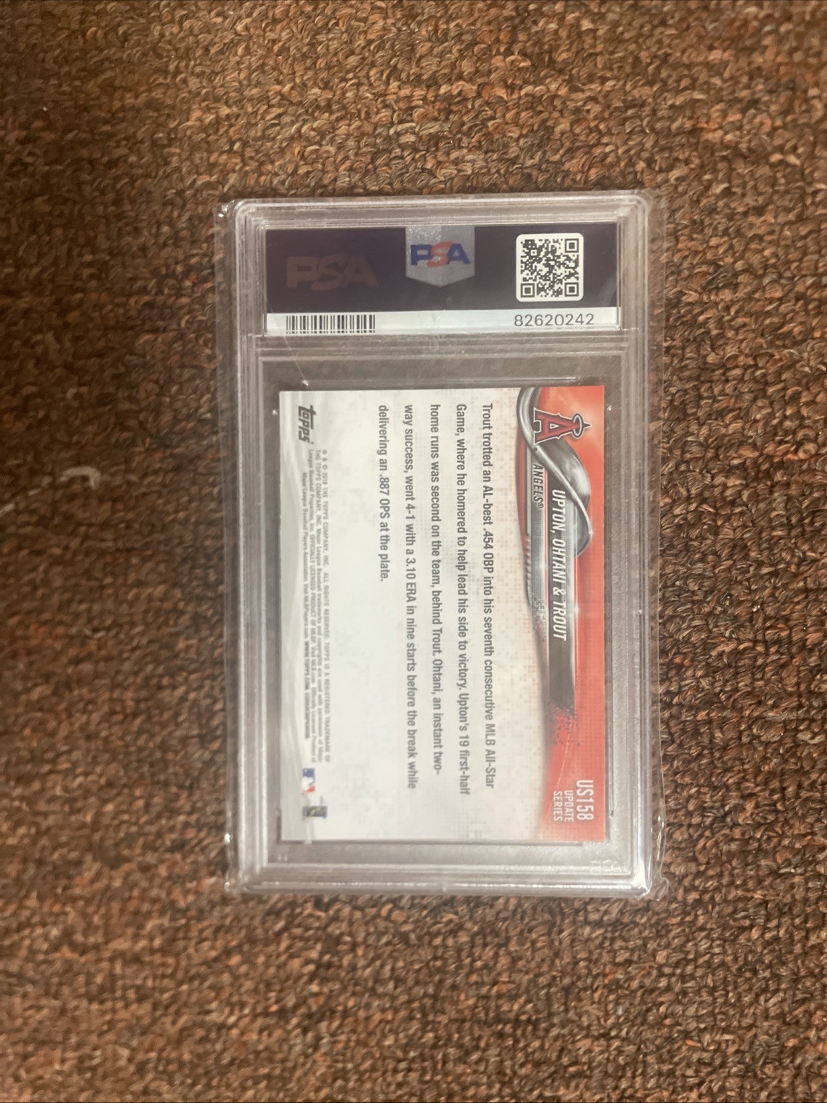 2018 TOPPS UPDATE #US158 JUSTIN UPTON MIKE TROUT SHOHEI OHTANI ROOKIE RC PSA 9 view 3