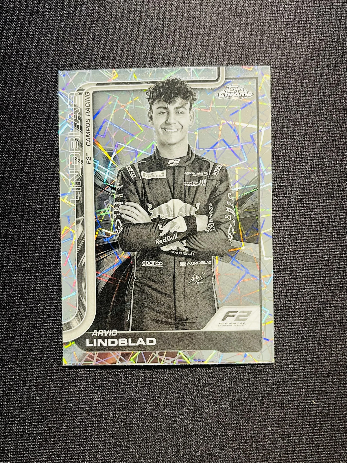 2025 Topps Chrome F1 Arvid Lindblad #23 Black & White Laser REF Campos VF87