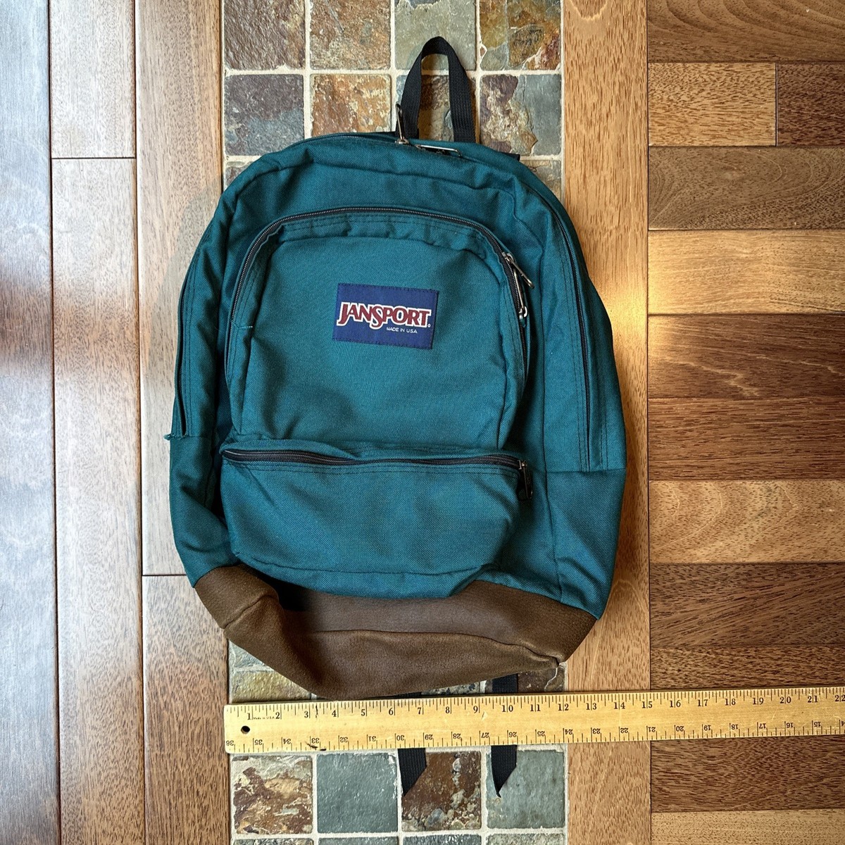 Vintage 90s Jansport Bag Turquoise Backpack Leather Bottom Vintage 90s Jansport Bag Turquoise Backpack Leather Bottom