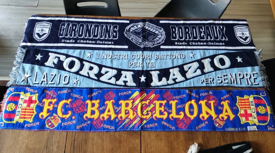 Lot anciennes écharpes club Foot : Girondins Bordeaux ,Inter Milan ,Fc Barcelone - Photo 1/1