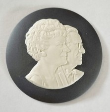 Wedgwood Portland Blue Jasperware Double Portrait of Harry & Nettie Buten Cameo
