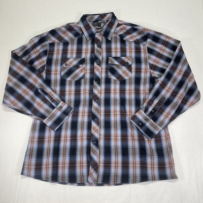 Elixir Pearl Snap Western Shirt Men's XXL 2XL Long Sleeve Black Blue Button