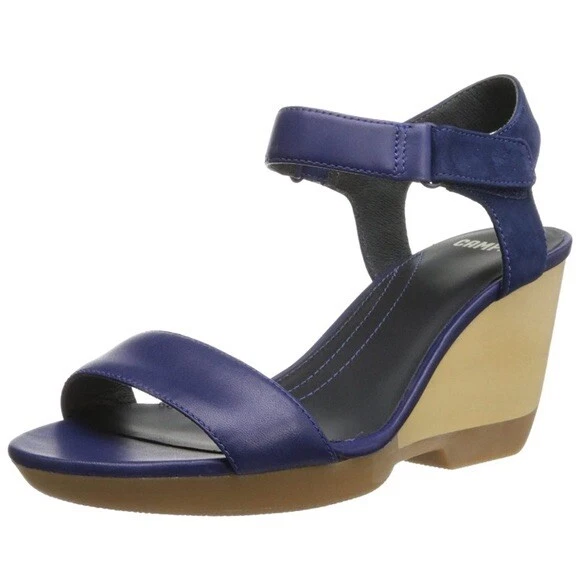 Navy wedge cheap heel sandals