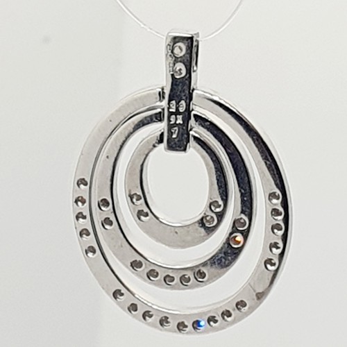 Fancy 9ct Triple Multi Stack Moving Oval Diamond White Gold Pendant Hallmarked - Picture 5 of 22