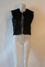 Womens Mason Black Goat Fur Vest 4 *