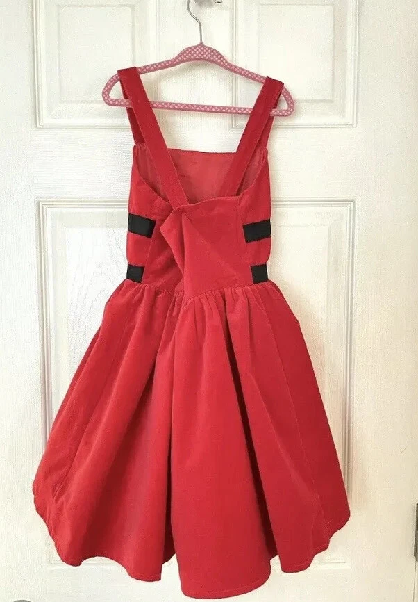 原宿女孩目标女孩连衣裙 4 5 红色天鹅绒黑色蝴蝶结派对圣诞便笨 — 第 2/4 张图片