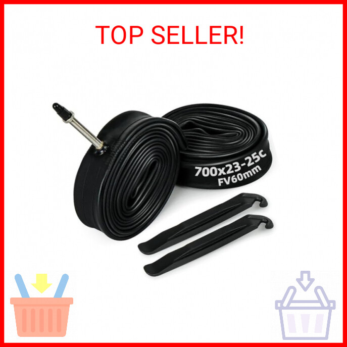 LotFancy 2-Pack 700x23c-25c Road Bike Tubes Presta Valve 23-622 25-622