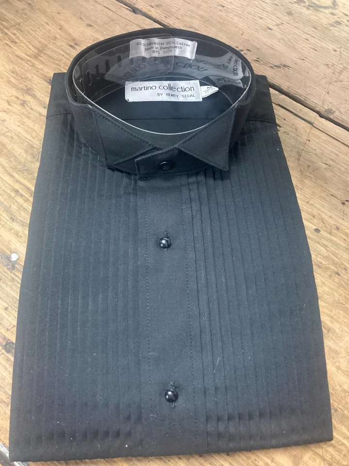 NUEVA Camisa Esmoquin Cuello Ala Negra Nunca Usada Baile de graduación Fecha Negocios Tallas S a 2XL Foto 2 de 4