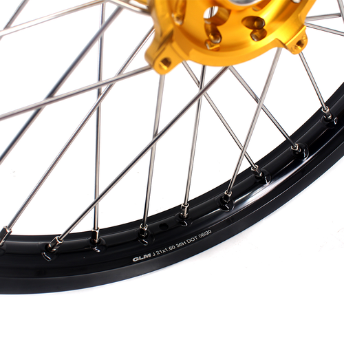 KKE 21/19 MX Wheels Rims Fit Suzuki RMZ250 2007-2025 RMZ450 2005-25 CNC Gold Hub - Picture 7 of 13