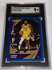 🔥SGC 9 Lebron James 2020-21 Panini NBA Sticker And Card Blue Foil 244/299