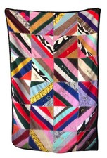 Vintage Hand Made Crazy Quilt 42 x 64" Polyester Patchwork Super Colorful 