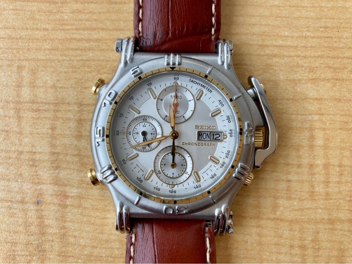 SEIKO 7T59-F010 Chronograph Quartz Men's Watch Japan Masterpiece