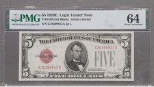 Billet de 5 $ US cours légal 1928 Julian-Snyder Fr#1530 PMG 64 au choix UNC