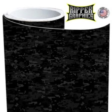 Midnight Black Digital Camo Roll Vinyl Car Wrap Film Decal Sheet Roll
