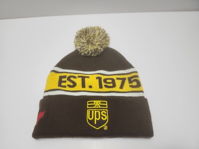 UPS CANADA WINTER HAT NWOT NEW TOQUE CAP UNITED PARCEL SERVICE BROWN YELLOW