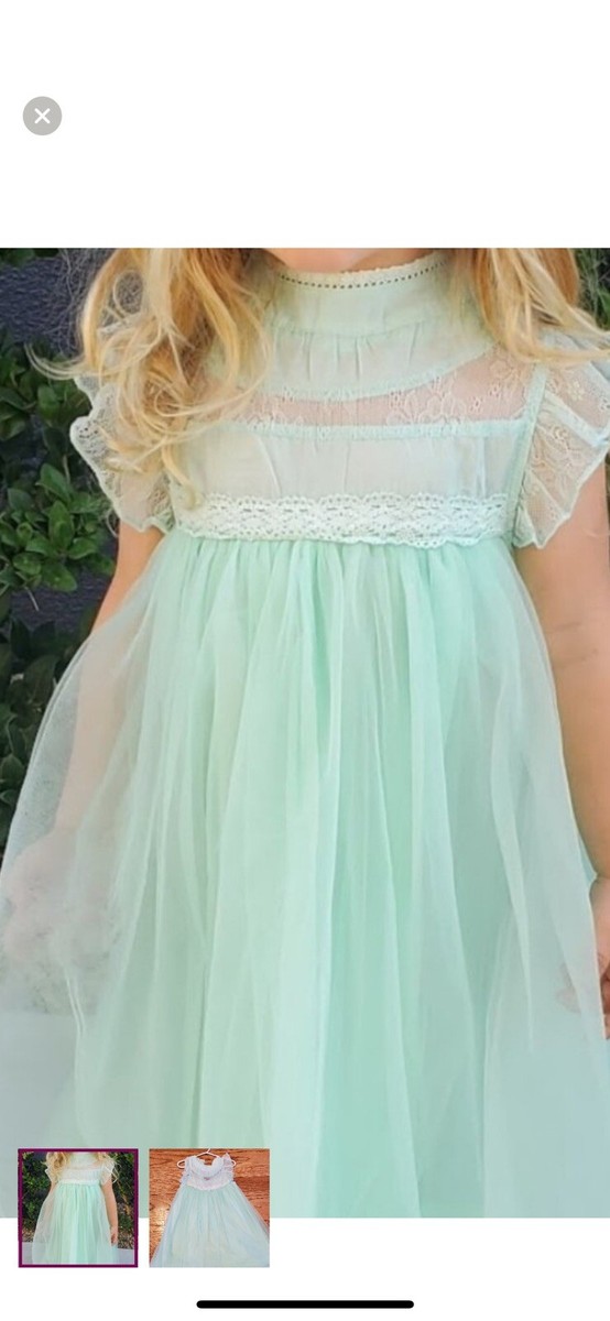 Trish Scully Mint Green Formal Tulle Empire Waist Ruffle Victorian Dress  Girl 12