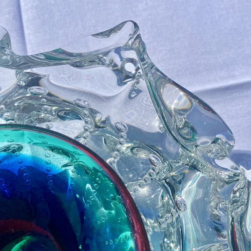 Leon Applebaum Signed Controlled Bubbles Kaleidoscope Art Glass Bowl 10 X 4.5 - Picture 22 of 24