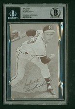 Lew Burdette Autographed Vintage 1962 Exhibit Stat Back Card Beckett Authentic
