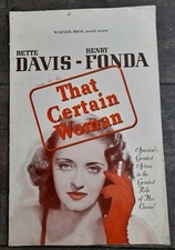 Bette Davis, That Certain Woman, Warner Bros&acute;s, pressbook,743