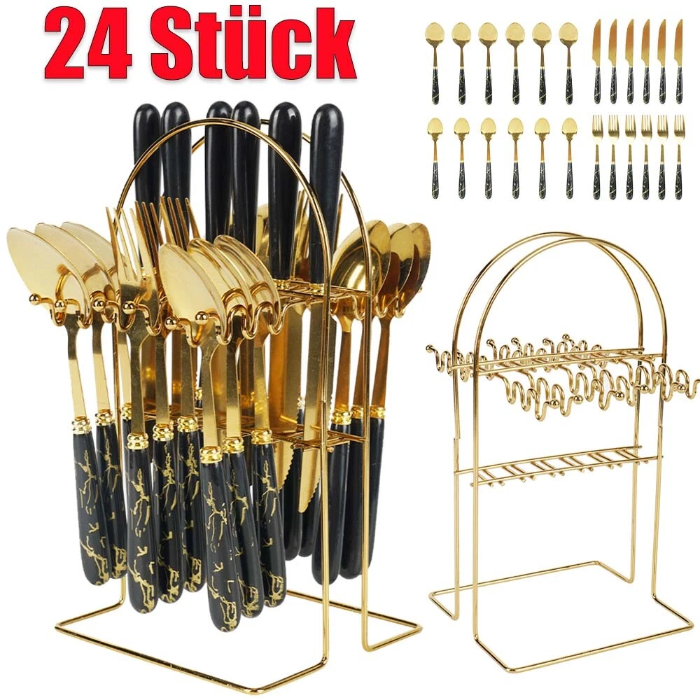 24teilig für 6 Personen Besteck Tafelbesteck Essbesteck Edelstahl Besteckset DE - Bild 1 von 15