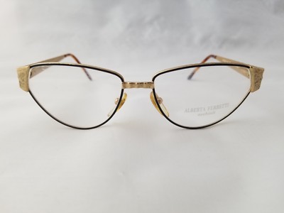 VINTAGE ALBERTA FERRETTI AF 502 COL. 135 GOLD BLACK BROWN OPTICAL FRAME  ITALY | eBay