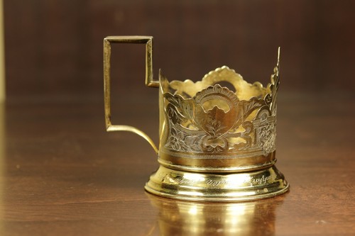 Zwei Teeglashalter Glashalter Silber vergoldet 875 Russia TEA GLASS HOLDER - Bild 6 von 9