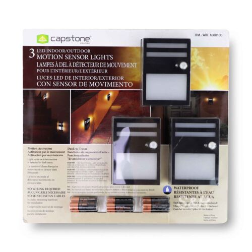 Neuf Capstone éclairage détecteur de mouvement DEL lumière extérieur/intérieur étanche 3 pack - Photo 1 sur 5